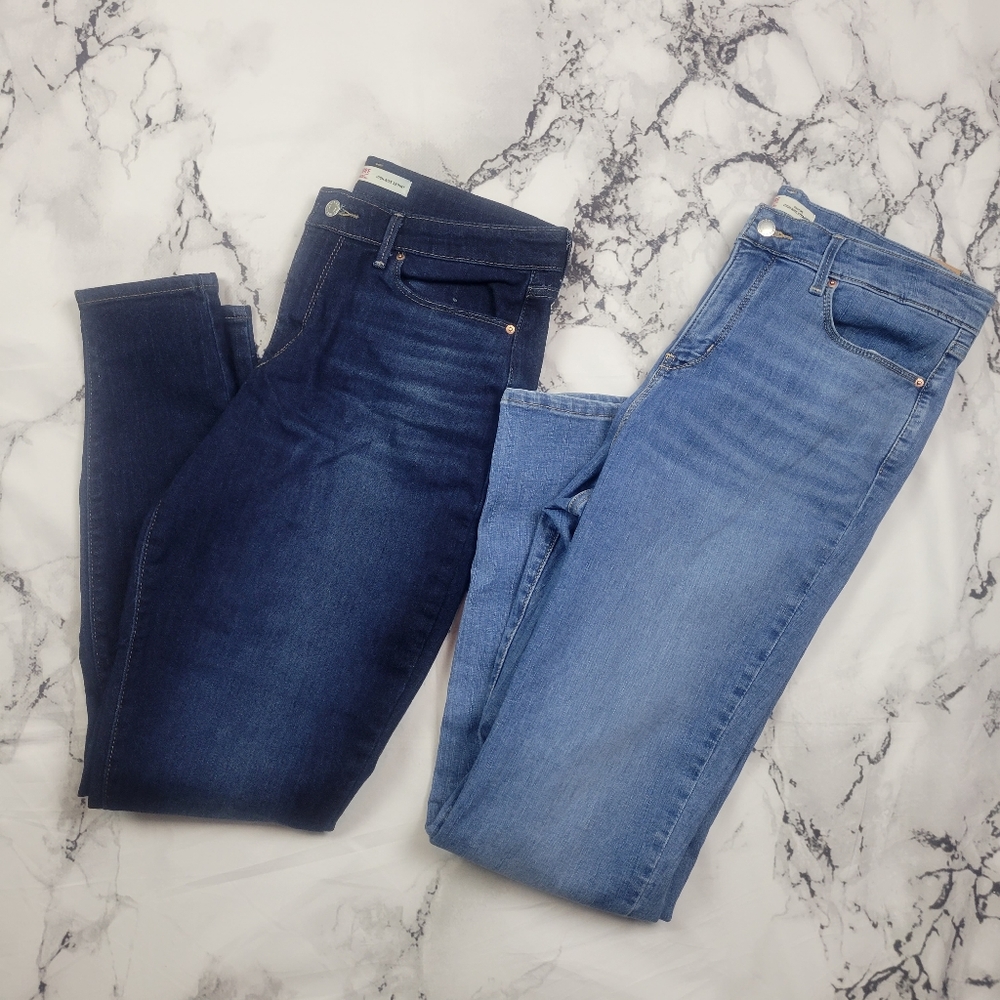 Lot of 2 Levi Strauss Signiture Jeans sz 14 bundle high rise straight and skinny